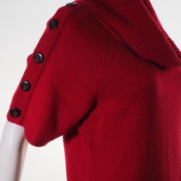 Design 365 Sweater Womens Size Medium Neck Red Button Short Sleeves - Picture 7 of 10